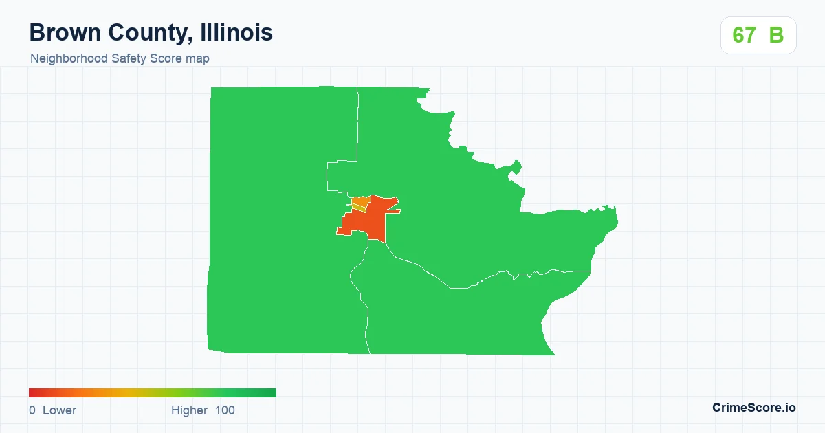 Brown County, Illinois neighborhood Safety Score map by Census block group
