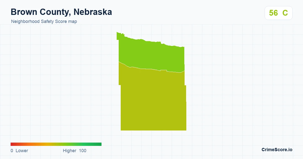 Brown County, Nebraska neighborhood Safety Score map by Census block group