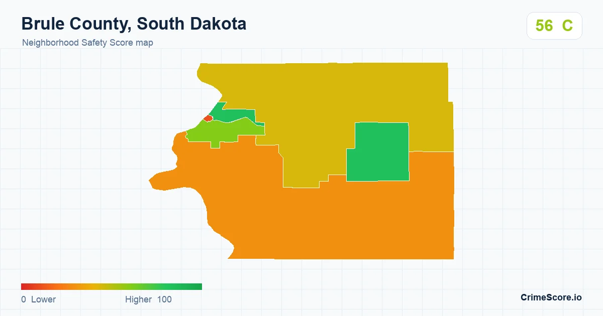 Brule County, South Dakota neighborhood Safety Score map by Census block group