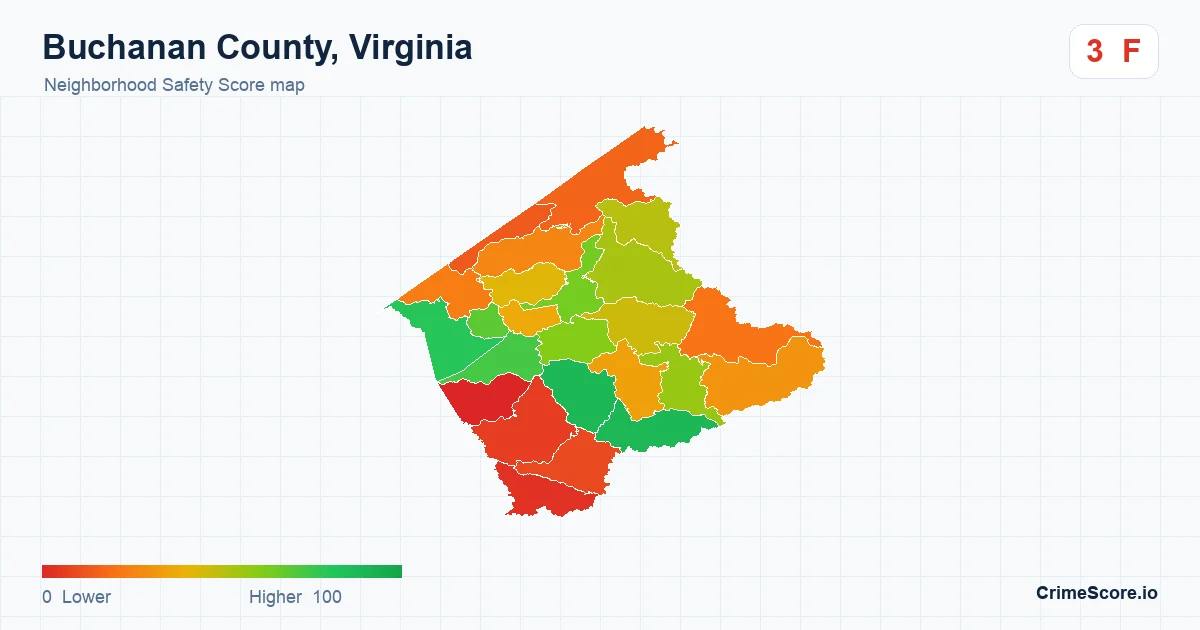 Buchanan County, Virginia neighborhood Safety Score map by Census block group