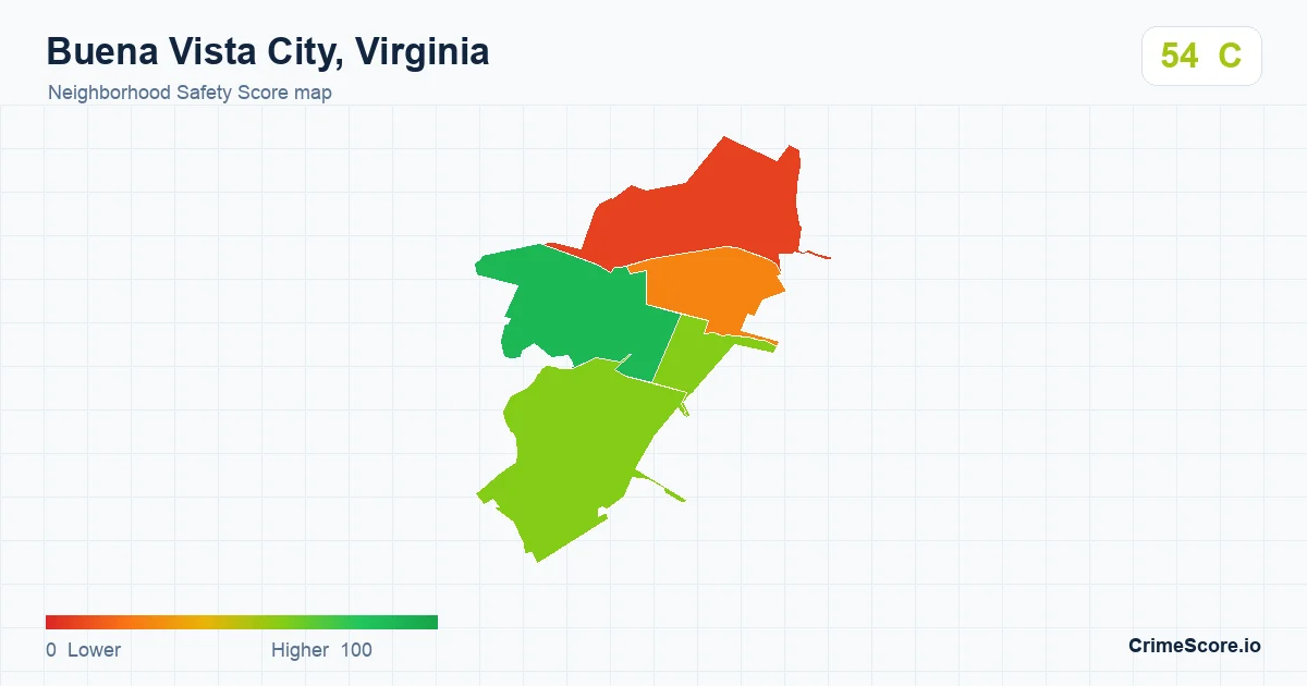Buena Vista City, Virginia neighborhood Safety Score map by Census block group