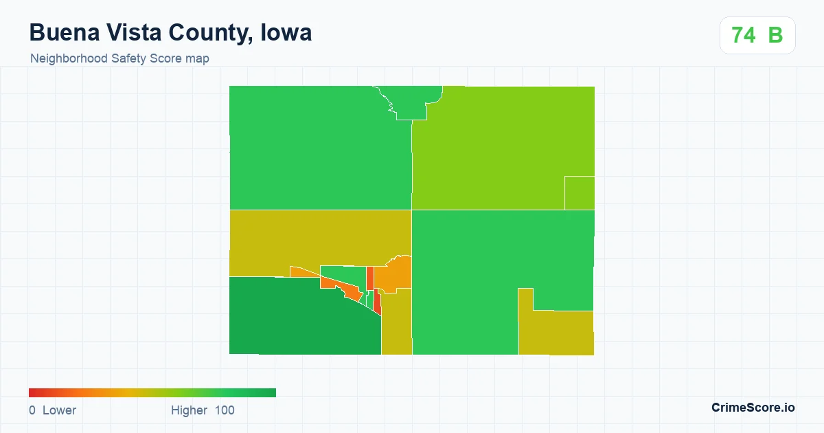Buena Vista County, Iowa neighborhood Safety Score map by Census block group
