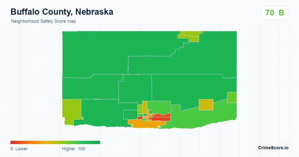 Buffalo County, Nebraska neighborhood Safety Score map by Census block group