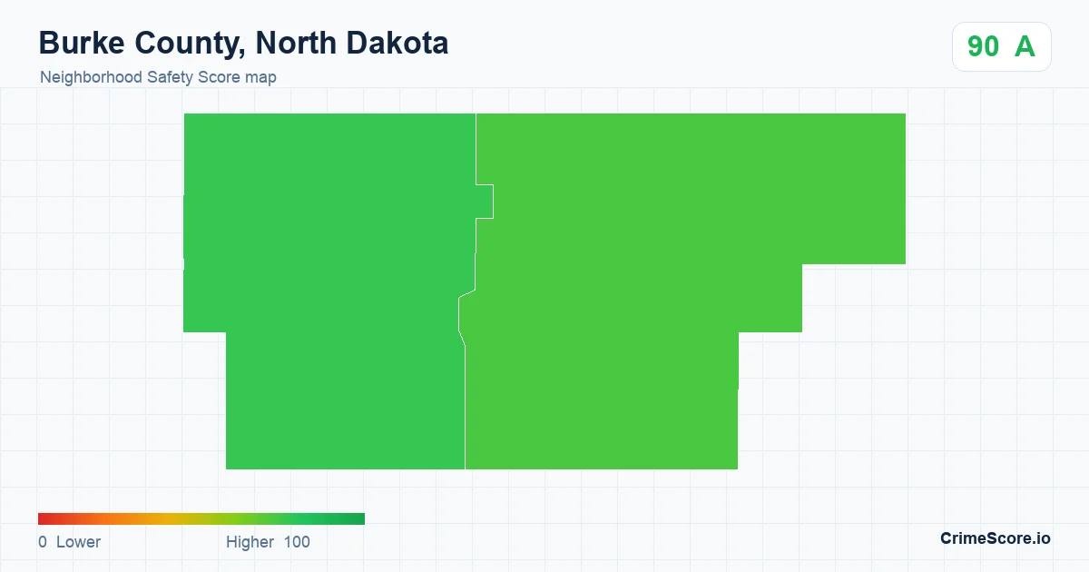 Burke County, North Dakota neighborhood Safety Score map by Census block group
