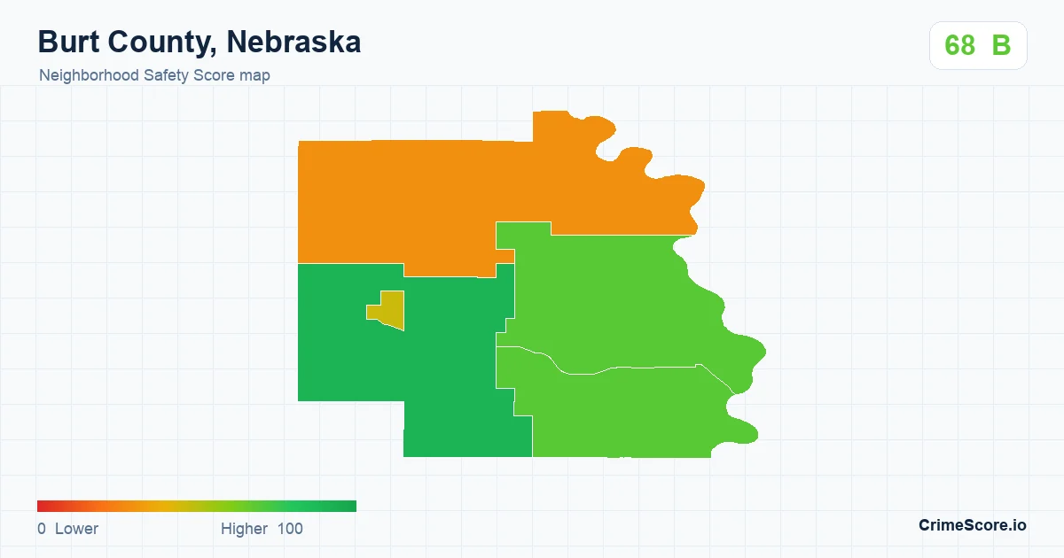 Burt County, Nebraska neighborhood Safety Score map by Census block group