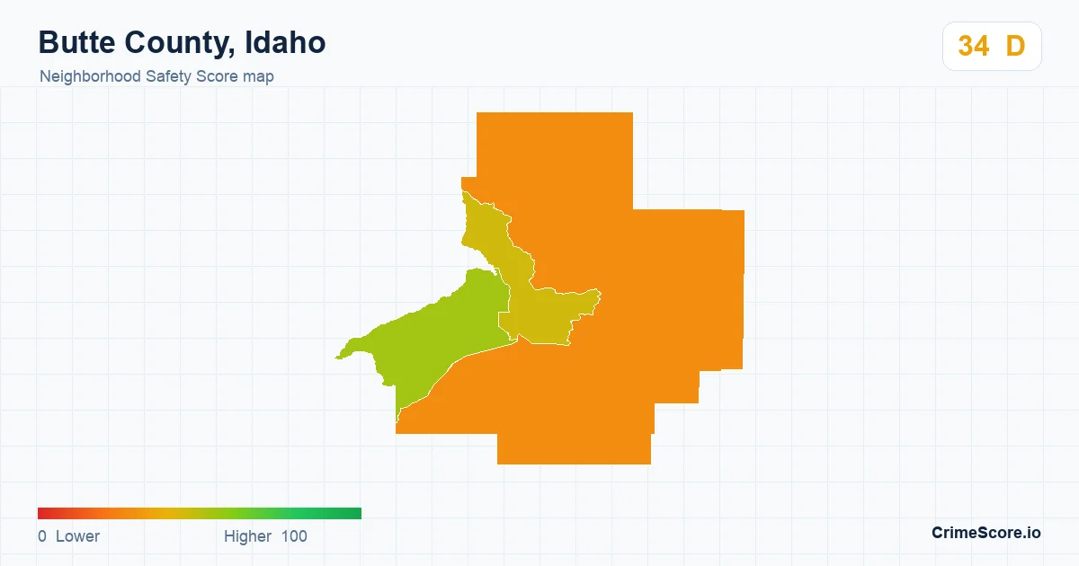 Butte County, Idaho neighborhood Safety Score map by Census block group