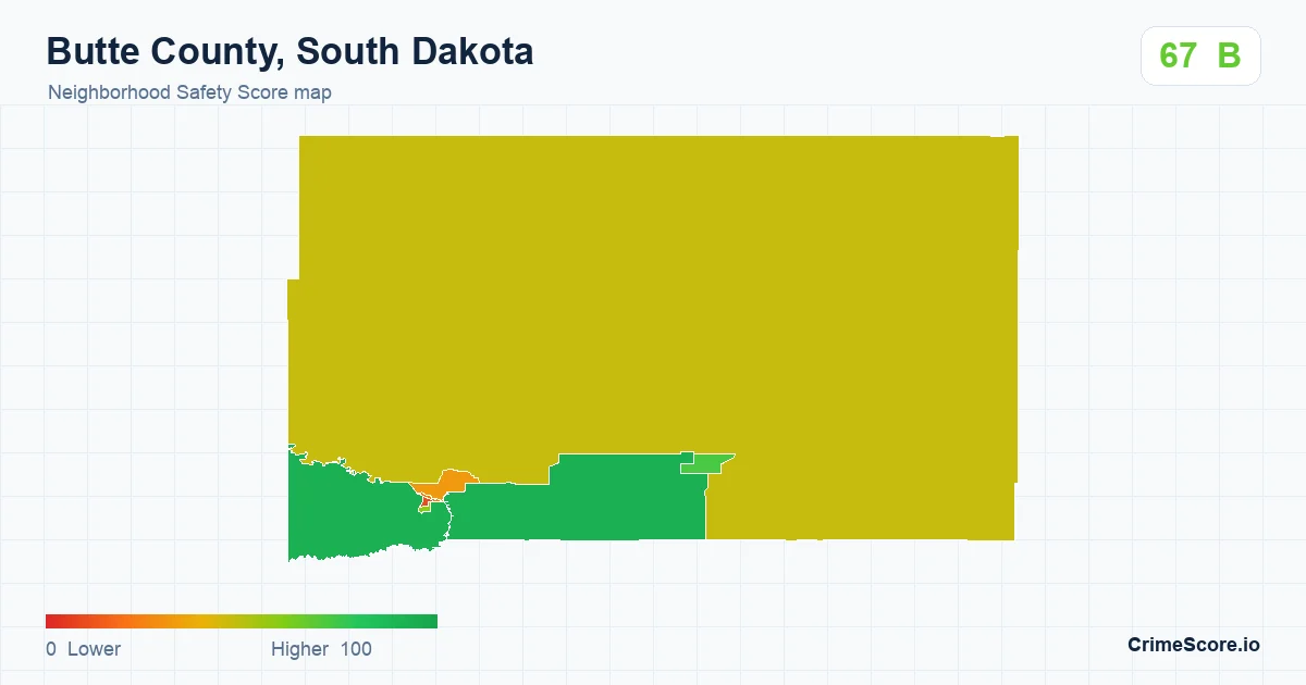 Butte County, South Dakota neighborhood Safety Score map by Census block group