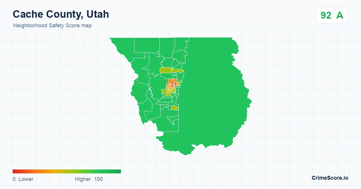 Cache County, Utah neighborhood Safety Score map by Census block group