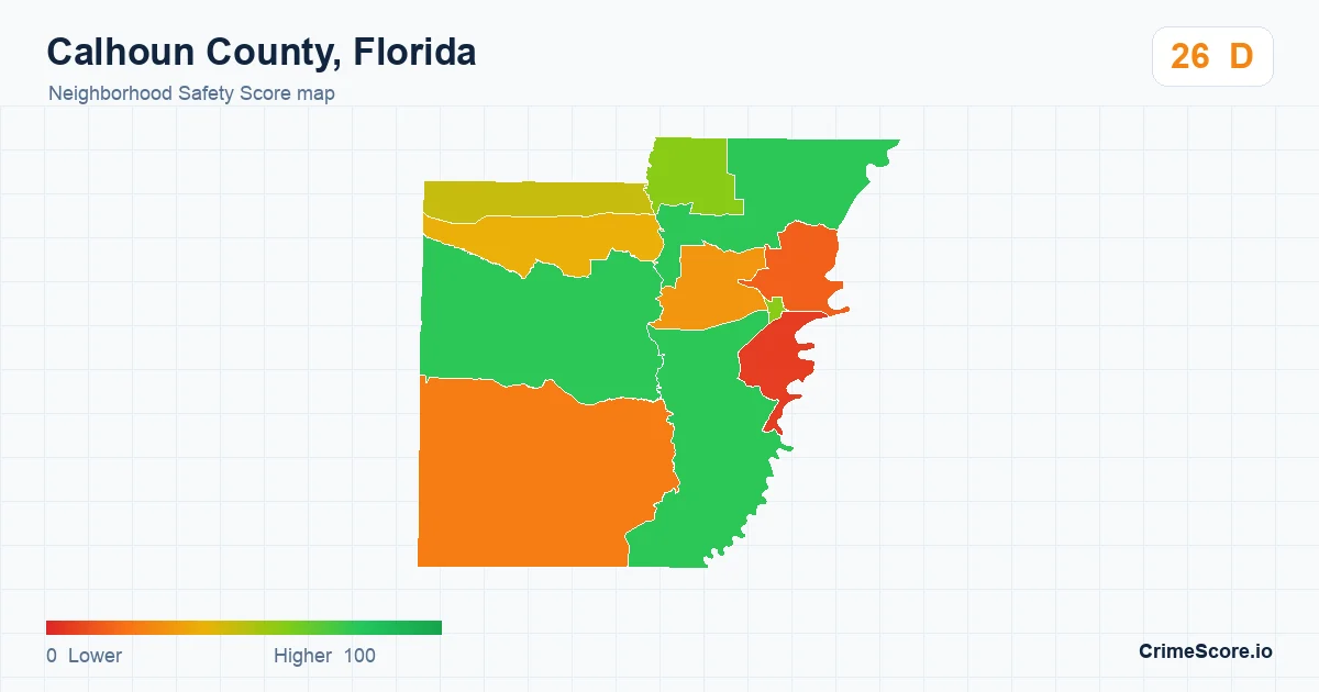 Calhoun County, Florida neighborhood Safety Score map by Census block group