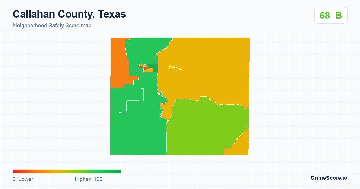 Callahan County, Texas neighborhood Safety Score map by Census block group
