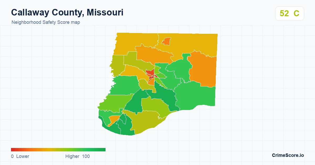 Callaway County, Missouri neighborhood Safety Score map by Census block group