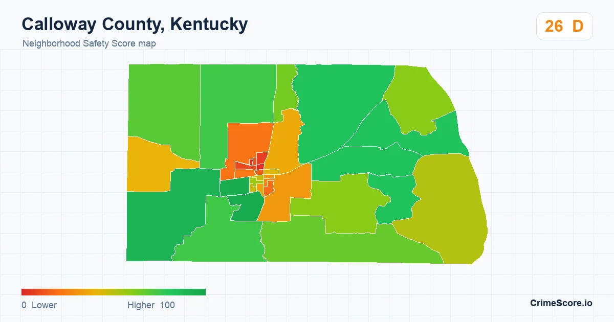 Calloway County, Kentucky neighborhood Safety Score map by Census block group