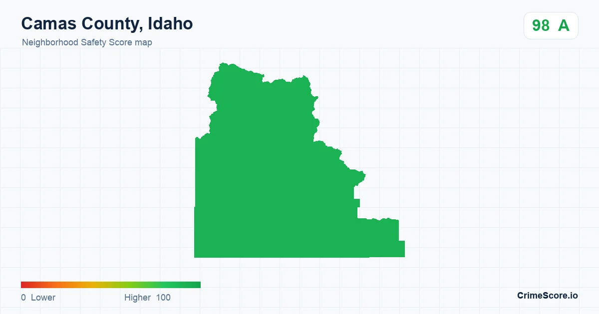 Camas County, Idaho neighborhood Safety Score map by Census block group