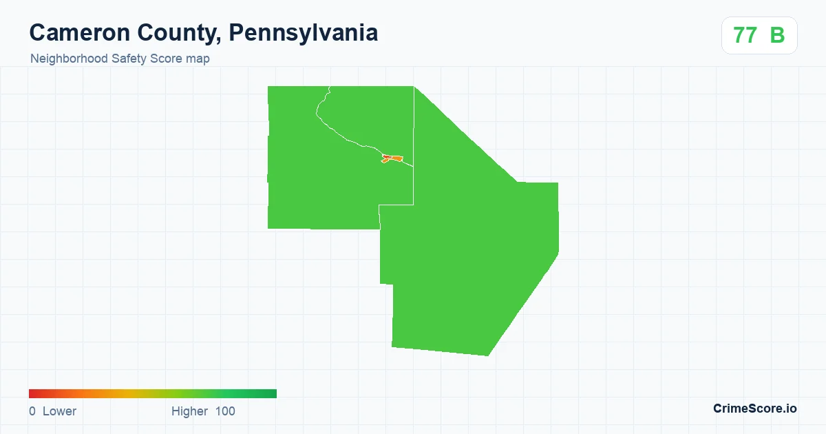 Cameron County, Pennsylvania neighborhood Safety Score map by Census block group