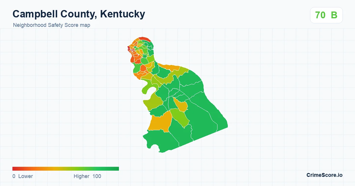 Campbell County, Kentucky neighborhood Safety Score map by Census block group