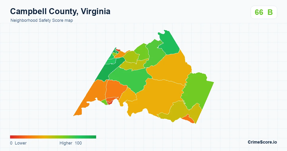 Campbell County, Virginia neighborhood Safety Score map by Census block group