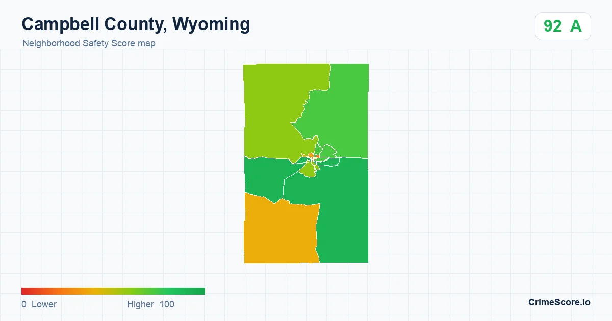 Campbell County, Wyoming neighborhood Safety Score map by Census block group