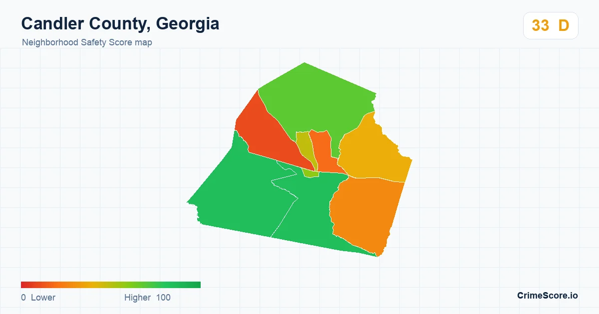 Candler County, Georgia neighborhood Safety Score map by Census block group