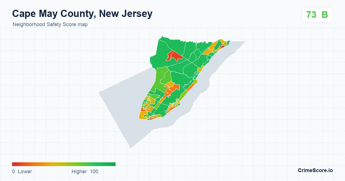 Cape May County, New Jersey neighborhood Safety Score map by Census block group