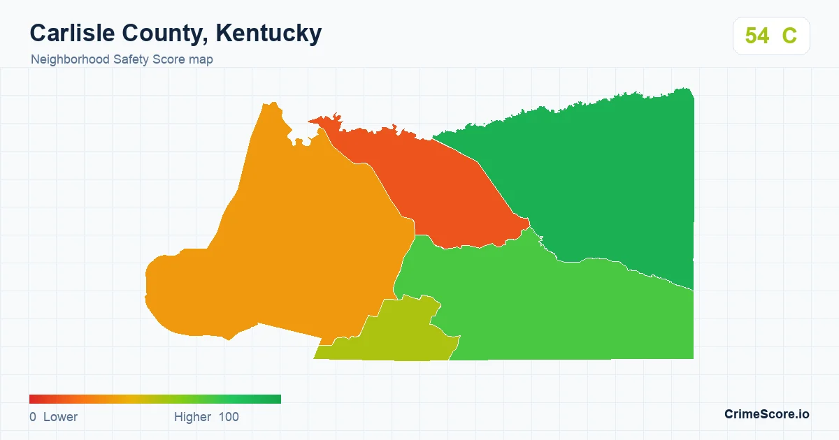 Carlisle County, Kentucky neighborhood Safety Score map by Census block group