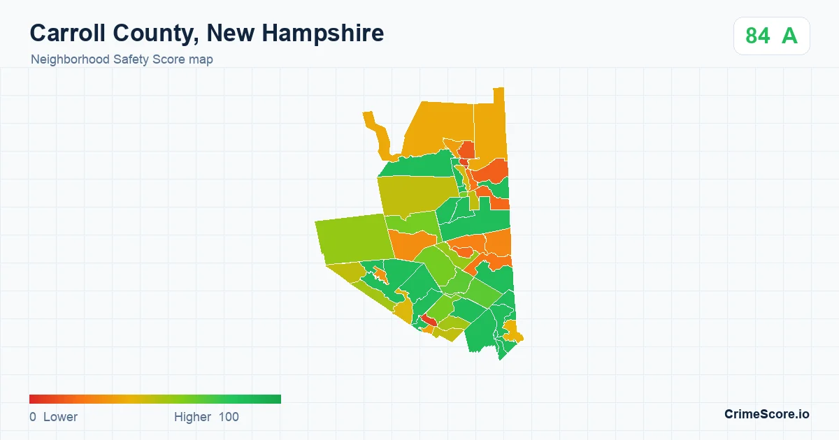 Carroll County, New Hampshire neighborhood Safety Score map by Census block group