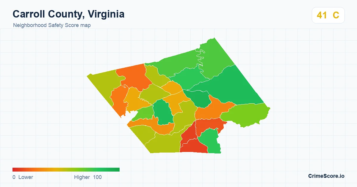 Carroll County, Virginia neighborhood Safety Score map by Census block group
