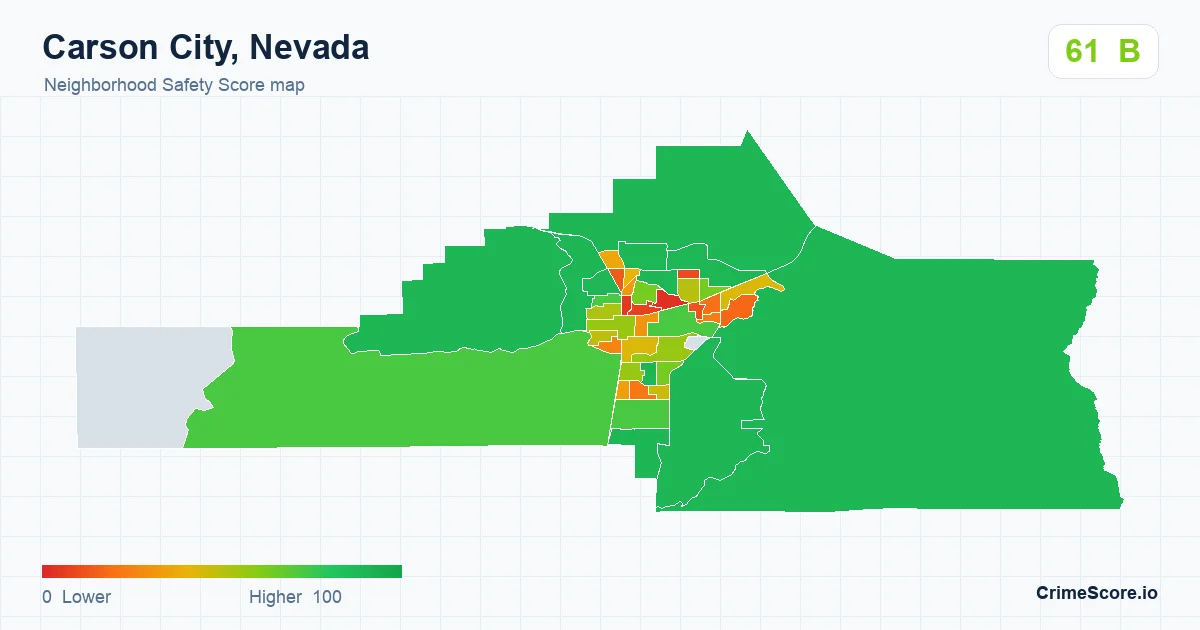 Carson City, Nevada neighborhood Safety Score map by Census block group