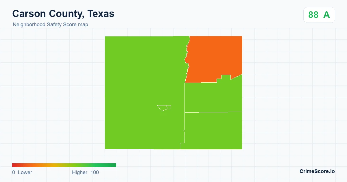 Carson County, Texas neighborhood Safety Score map by Census block group