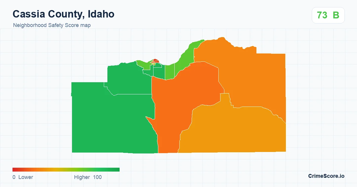 Cassia County, Idaho neighborhood Safety Score map by Census block group