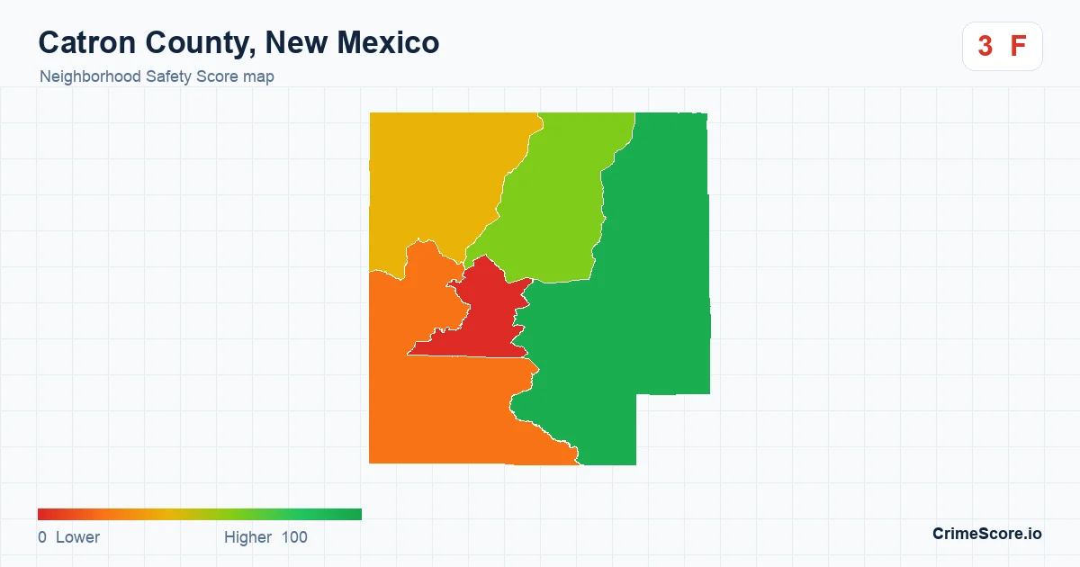 Catron County, New Mexico neighborhood Safety Score map by Census block group