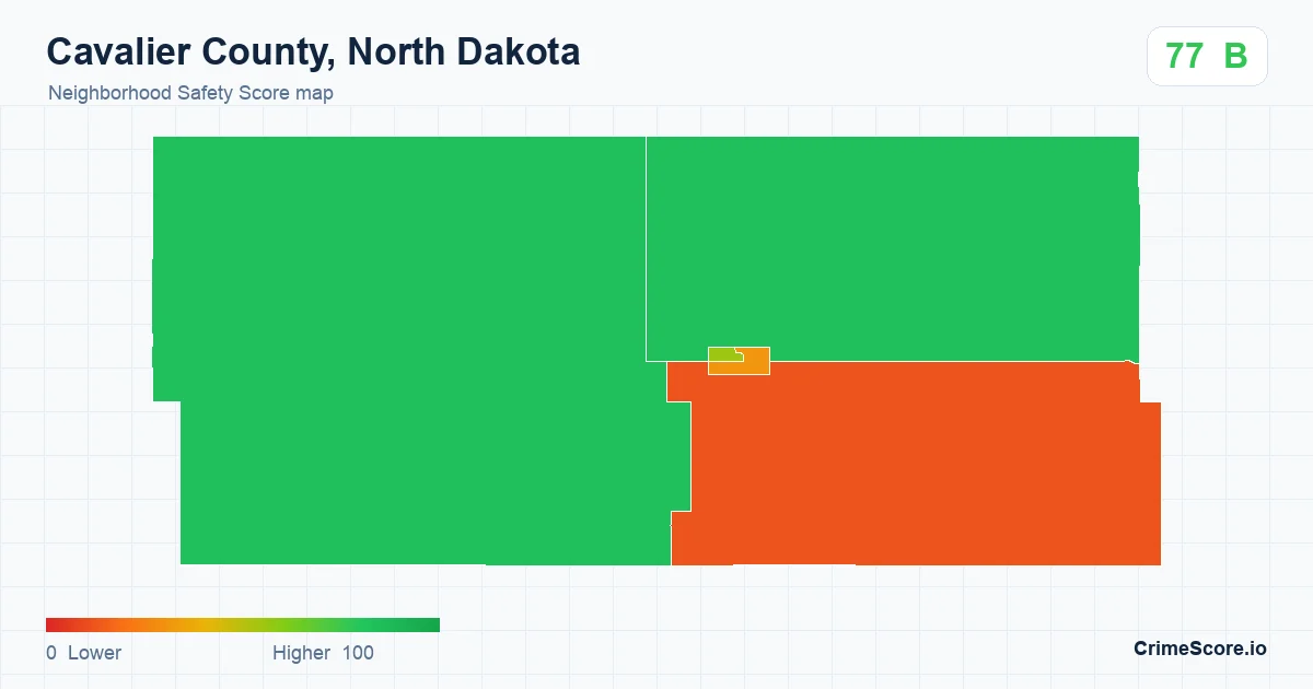 Cavalier County, North Dakota neighborhood Safety Score map by Census block group