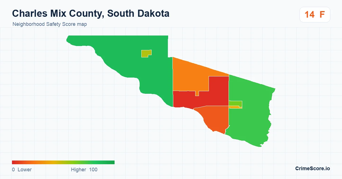 Charles Mix County, South Dakota neighborhood Safety Score map by Census block group