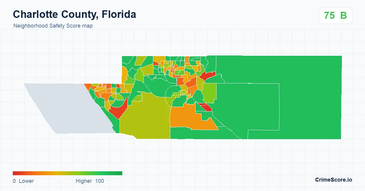 Charlotte County, Florida neighborhood Safety Score map by Census block group