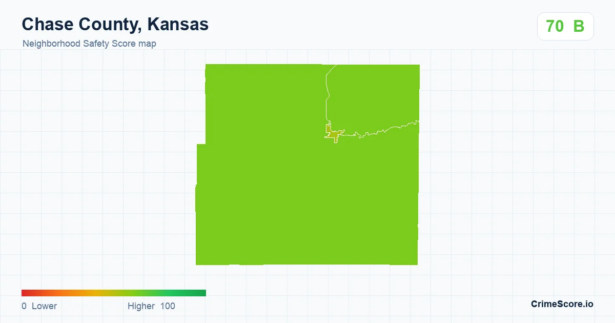 Chase County, Kansas neighborhood Safety Score map by Census block group
