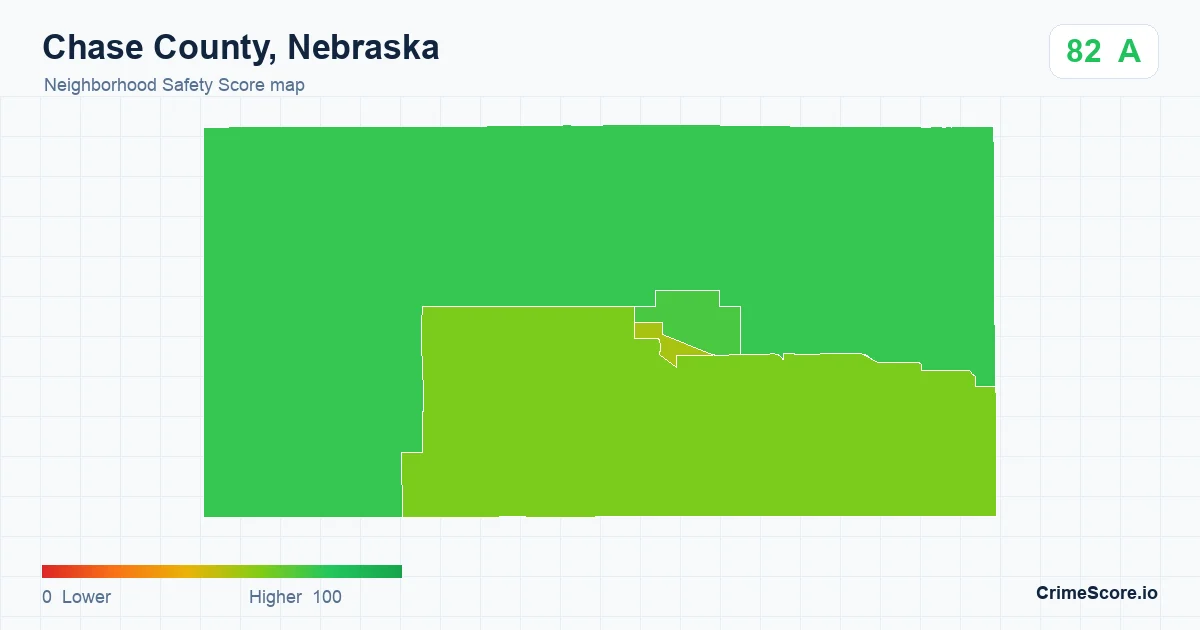 Chase County, Nebraska neighborhood Safety Score map by Census block group