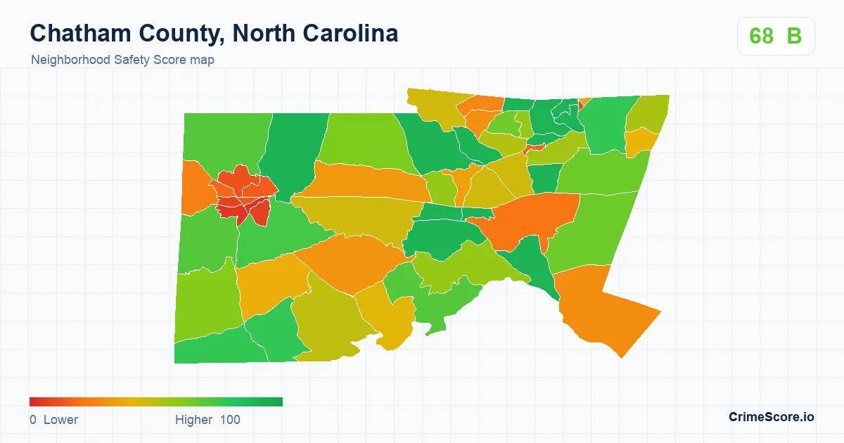 Chatham County, North Carolina neighborhood Safety Score map by Census block group