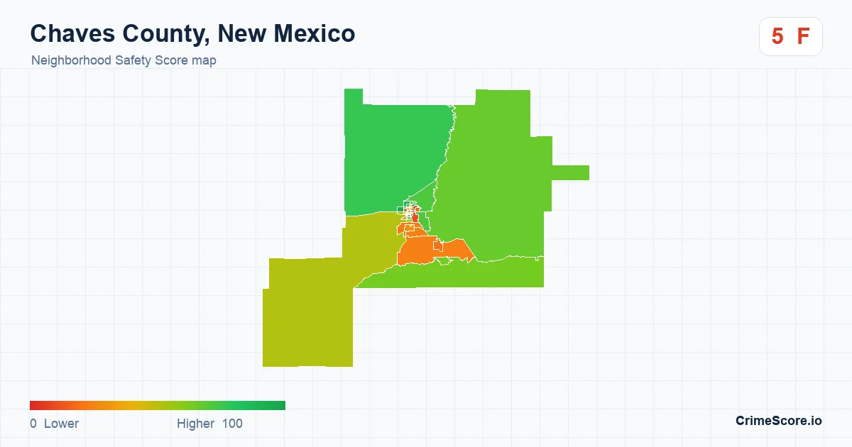 Chaves County, New Mexico neighborhood Safety Score map by Census block group