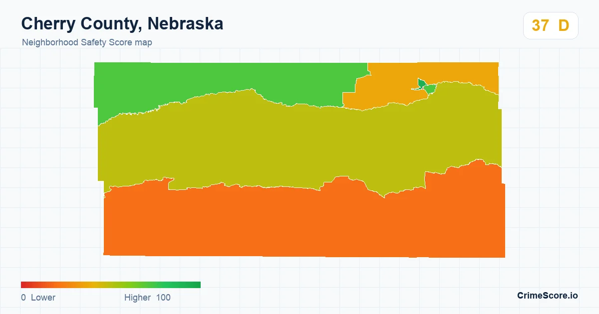 Cherry County, Nebraska neighborhood Safety Score map by Census block group