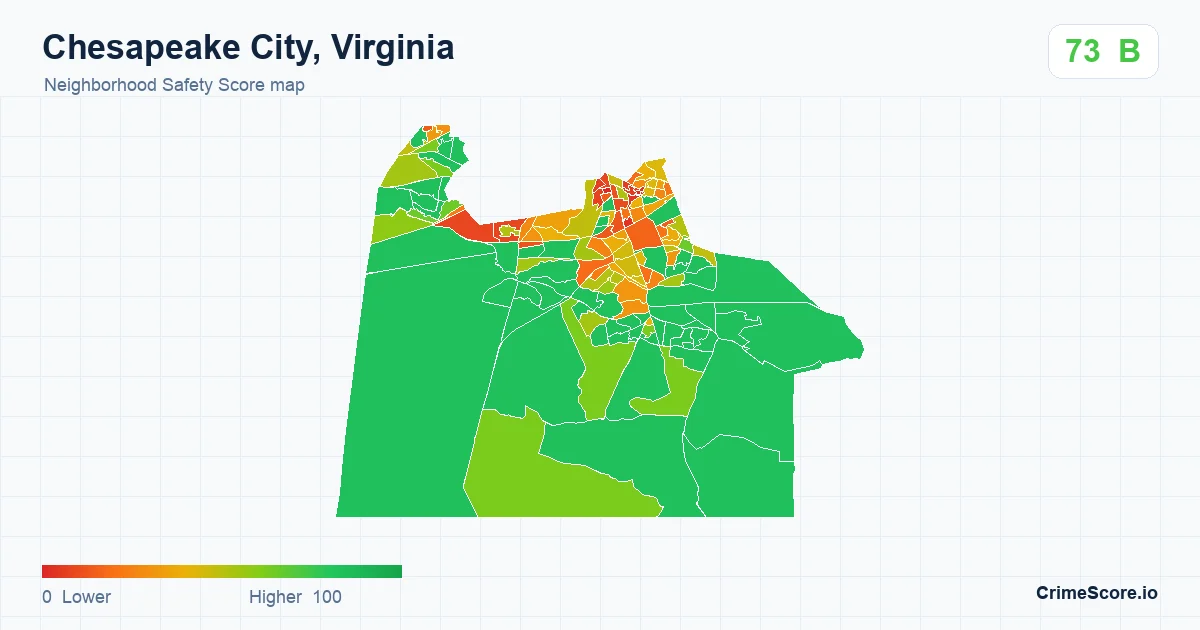 Chesapeake City, Virginia neighborhood Safety Score map by Census block group
