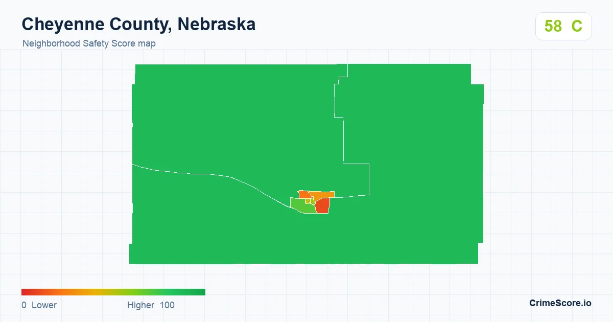 Cheyenne County, Nebraska neighborhood Safety Score map by Census block group