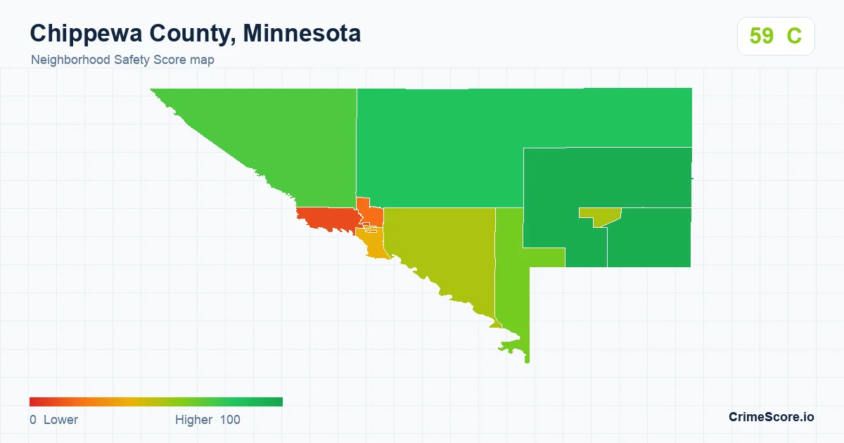 Chippewa County, Minnesota neighborhood Safety Score map by Census block group