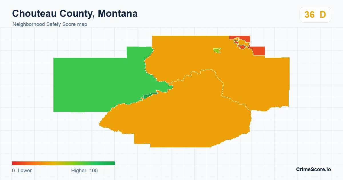 Chouteau County, Montana neighborhood Safety Score map by Census block group