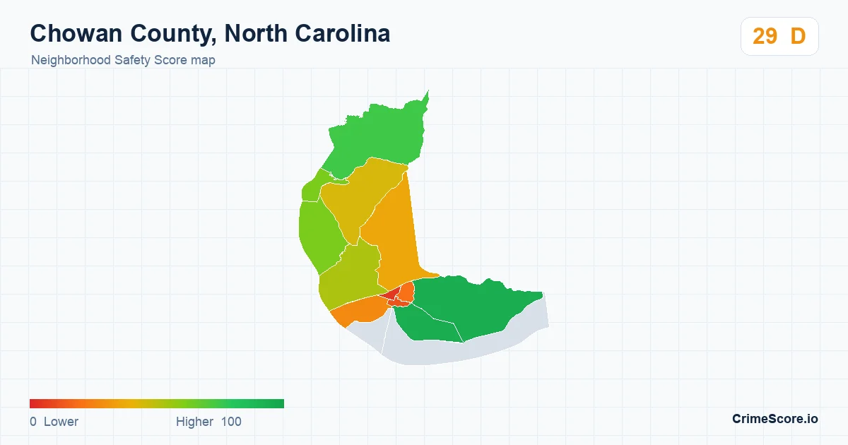 Chowan County, North Carolina neighborhood Safety Score map by Census block group