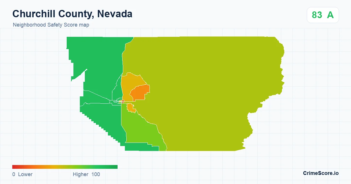 Churchill County, Nevada neighborhood Safety Score map by Census block group
