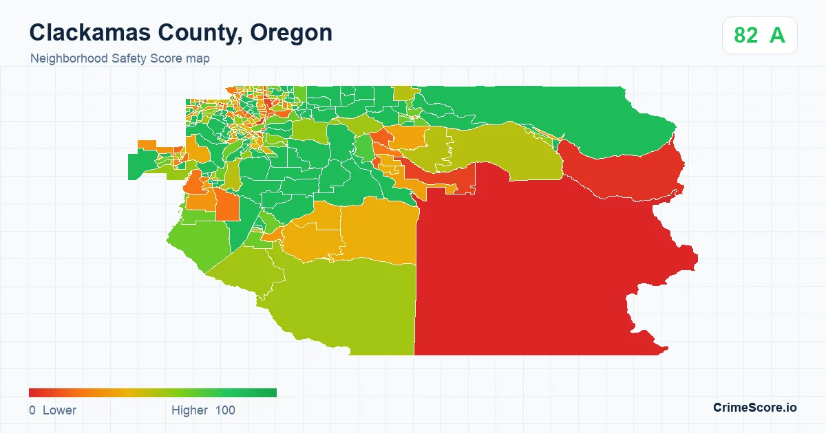 Clackamas County, Oregon neighborhood Safety Score map by Census block group