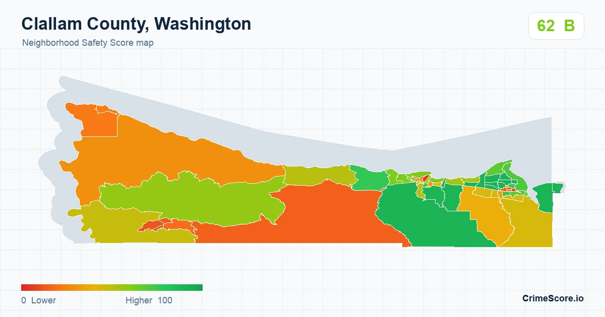 Clallam County, Washington neighborhood Safety Score map by Census block group