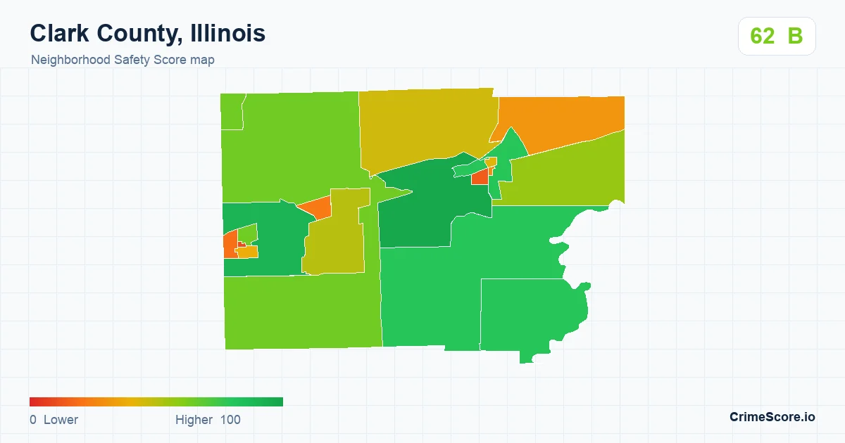 Clark County, Illinois neighborhood Safety Score map by Census block group