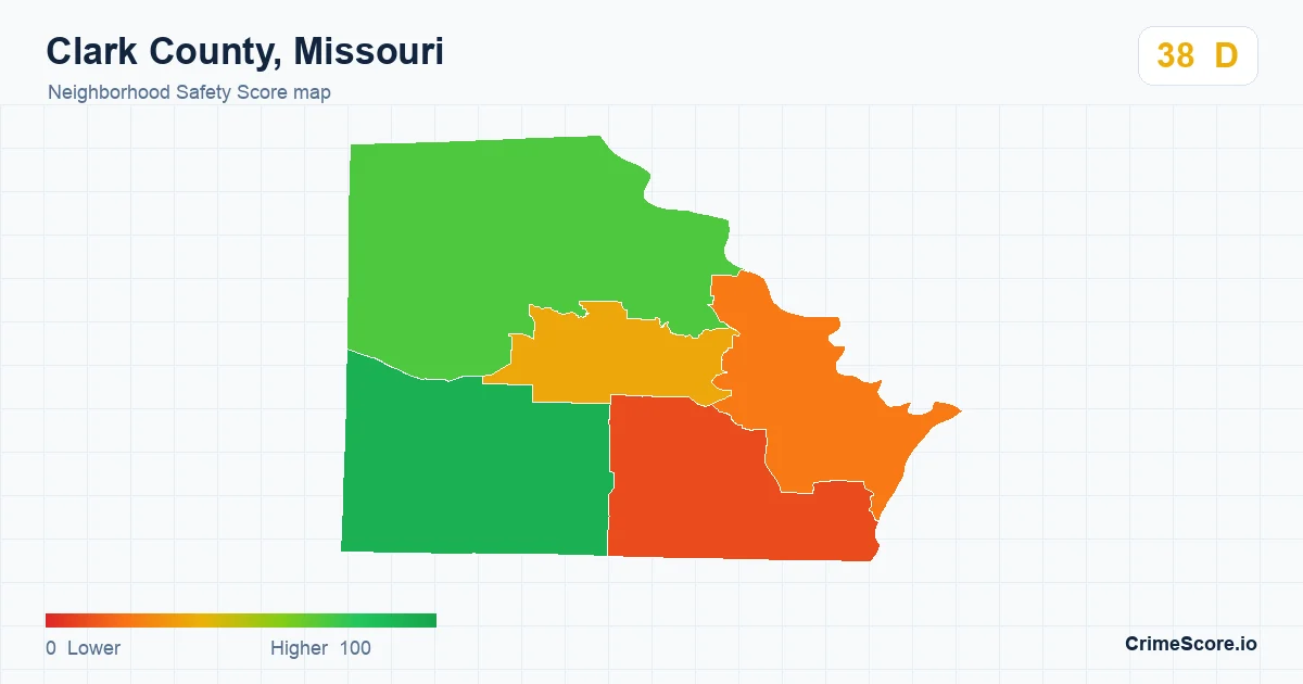 Clark County, Missouri neighborhood Safety Score map by Census block group