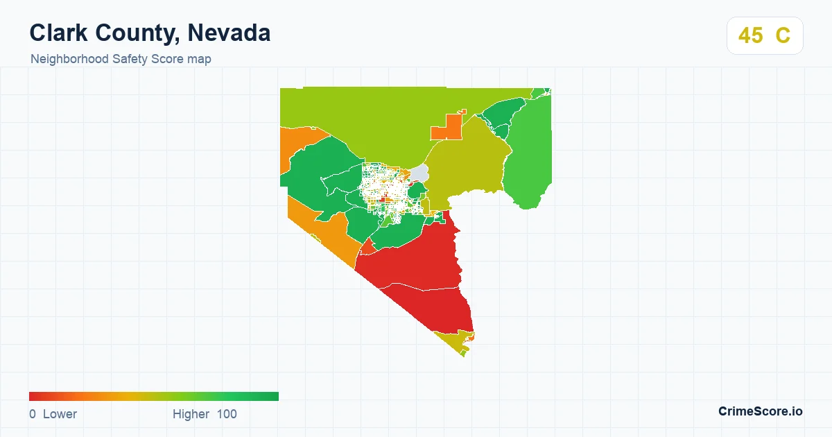 Clark County, Nevada neighborhood Safety Score map by Census block group