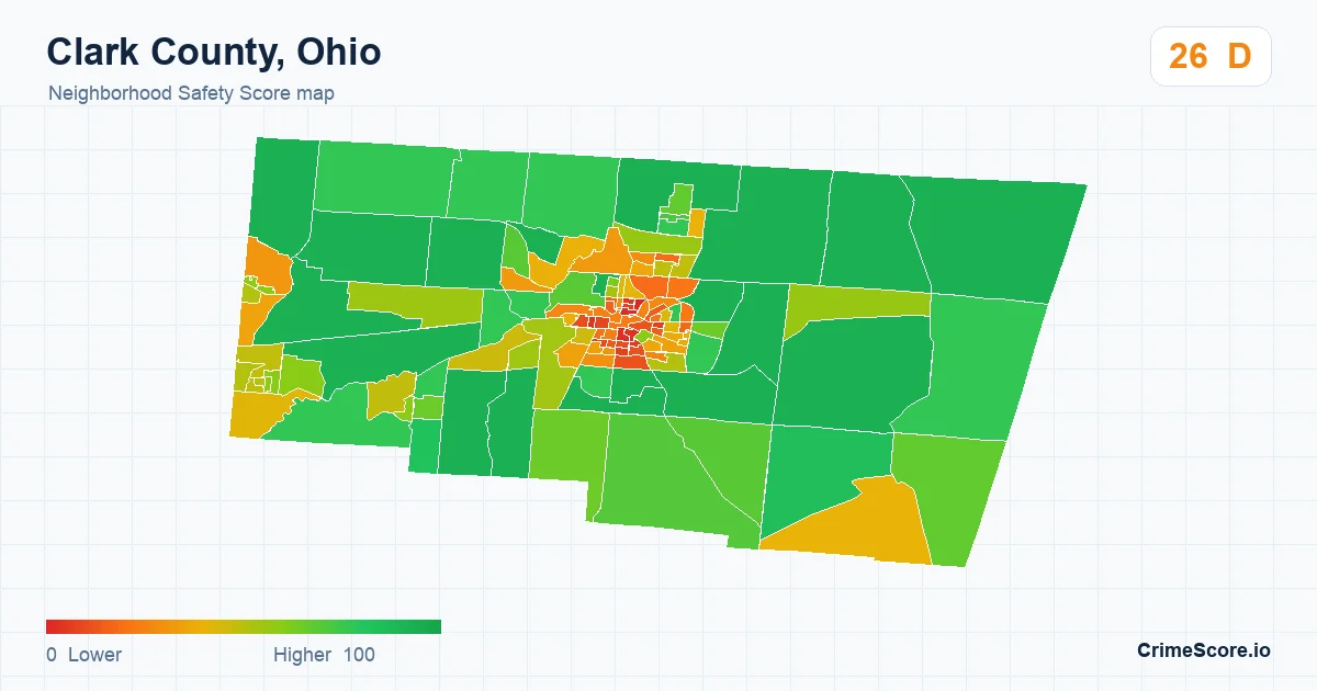 Clark County, Ohio neighborhood Safety Score map by Census block group